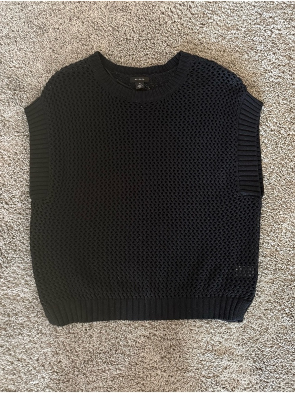 Halogen Open-Knit Black Sleeveless Sweater Top - Picture 4 of 5
